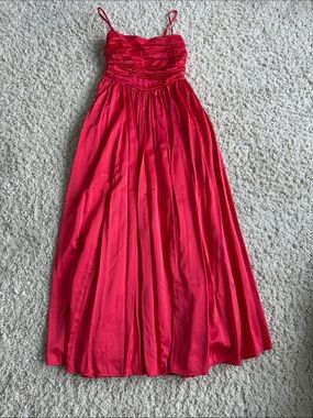 Red A&F satin maxi dress